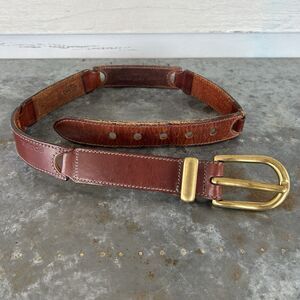 Vintage Fossil Womens Brown Leather Belt Size Small Solid Brass Buckle B17025